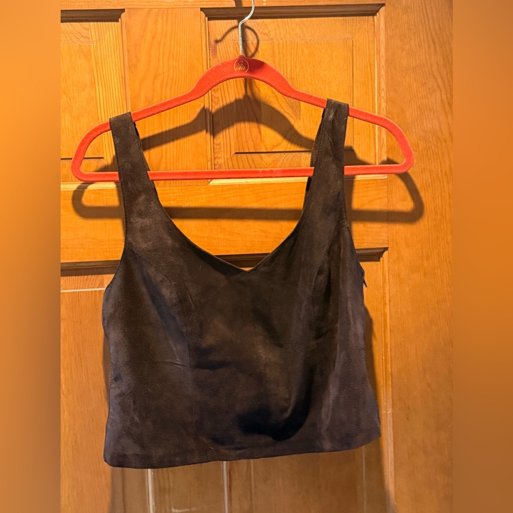 Cache Black Suede Tank Top